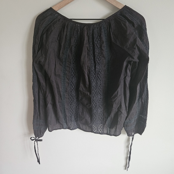 Loveshackfancy Black Lace Peasant Boho Blouse Size 1 - Picture 8 of 12